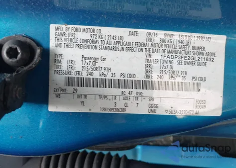 2016 Ford Focus Se из США, поврежденный, VIN 1FADP3FE2GL211832